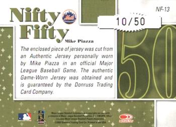 2002 Donruss Originals - Nifty Fifty Jerseys #NF-13 Mike Piazza Back