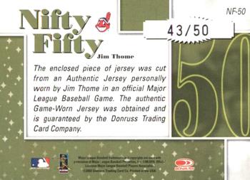 2002 Donruss Originals - Nifty Fifty Jerseys #NF-50 Jim Thome  Back