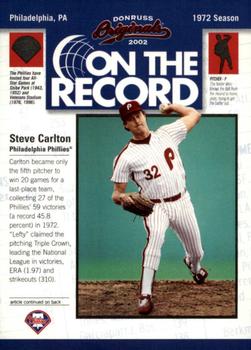 2002 Donruss Originals - On The Record #OR-5 Steve Carlton  Front