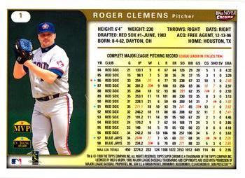 1999 Topps SuperChrome #1 Roger Clemens Back