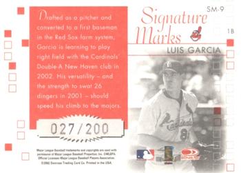 2002 Donruss Originals - Signature Marks #SM-9 Luis Garcia Back