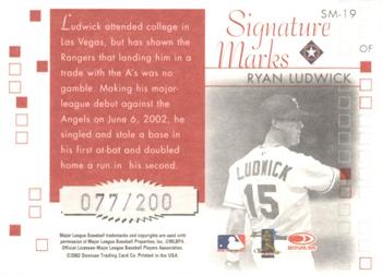 2002 Donruss Originals - Signature Marks #SM-19 Ryan Ludwick Back