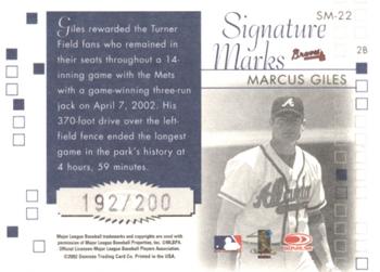 2002 Donruss Originals - Signature Marks #SM-22 Marcus Giles Back