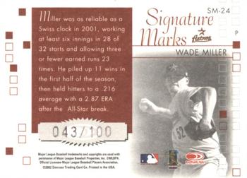 2002 Donruss Originals - Signature Marks #SM-24 Wade Miller Back