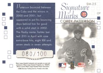 2002 Donruss Originals - Signature Marks #SM-25 Corey Patterson Back