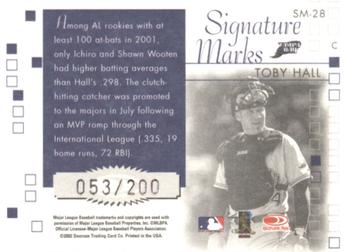 2002 Donruss Originals - Signature Marks #SM-28 Toby Hall Back