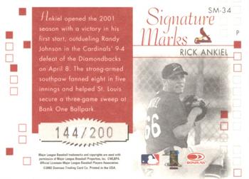 2002 Donruss Originals - Signature Marks #SM-34 Rick Ankiel Back