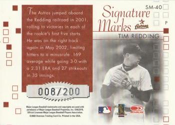 2002 Donruss Originals - Signature Marks #SM-40 Tim Redding Back