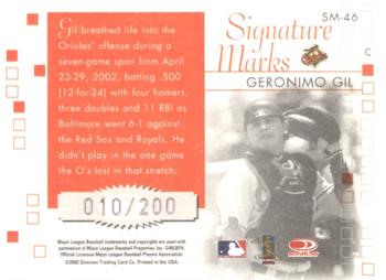 2002 Donruss Originals - Signature Marks #SM-46 Geronimo Gil Back