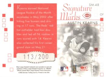 2002 Donruss Originals - Signature Marks #SM-48 Austin Kearns Back