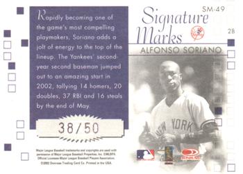 2002 Donruss Originals - Signature Marks #SM-49 Alfonso Soriano Back