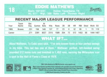 2002 Donruss Originals - What If 1978 #18 Eddie Mathews Back
