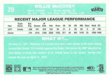 2002 Donruss Originals - What If 1978 #20 Willie McCovey Back