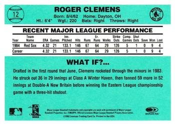 2002 Donruss Originals - What If Rookies #12 Roger Clemens Back