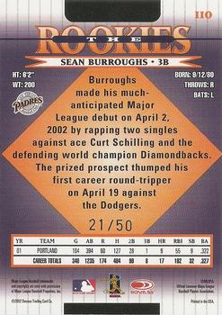 2002 Donruss The Rookies - Autographs #110 Sean Burroughs Back