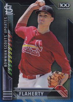 2016 Bowman Chrome - Scouts' Top 100 Updates Blue Refractor #BSU-JF Jack Flaherty Front