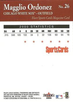 2001 Sports Cards Magazine 2000 Fleer Greats of the Game #26 Magglio Ordonez Back