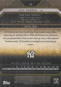 2016 Topps Triple Threads - Onyx #19 Lou Gehrig Back