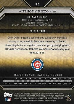 2016 Topps Triple Threads - Onyx #94 Anthony Rizzo Back
