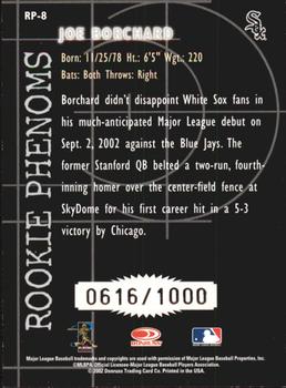 2002 Donruss The Rookies - Rookie Phenoms #RP-8 Joe Borchard  Back