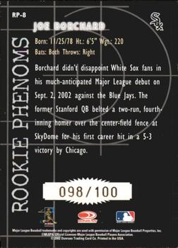 2002 Donruss The Rookies - Phenoms Autographs #RP-8 Joe Borchard Back