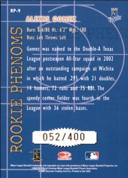 2002 Donruss The Rookies - Phenoms Autographs #RP-9 Alexis Gomez Back