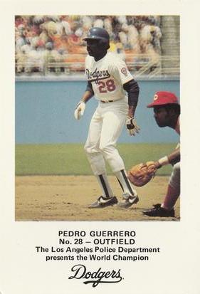 1982 Los Angeles Dodgers Police #NNO Pedro Guerrero Front