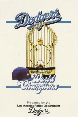 1982 Los Angeles Dodgers Police #NNO World Series Trophy Card Front