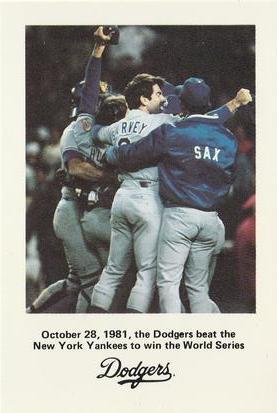 1982 Los Angeles Dodgers Police #NNO World Series Commemorative Card Front