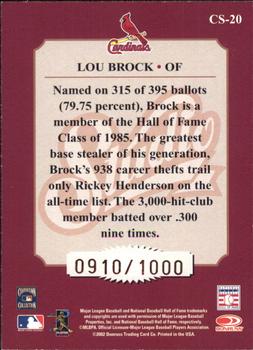 2002 Donruss Studio - Classic #CS-20 Lou Brock Back