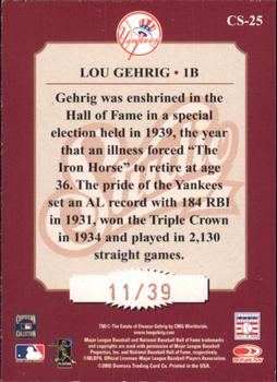 2002 Donruss Studio - Classic First Ballot #CS-25 Lou Gehrig Back