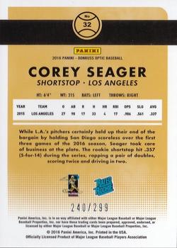 2016 Donruss Optic - Aqua #32 Corey Seager Back