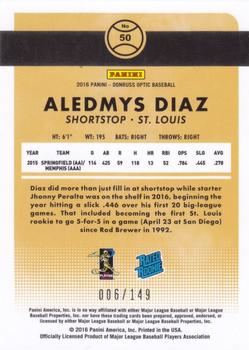 2016 Donruss Optic - Blue #50 Aledmys Diaz Back