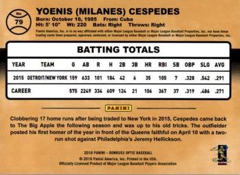 2016 Donruss Optic - Purple #79 Yoenis Cespedes Back