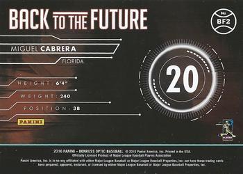 2016 Donruss Optic - Back to the Future #BF2 Miguel Cabrera Back