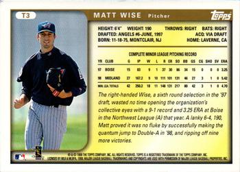 1999 Topps Traded and Rookies #T3 Matt Wise Back