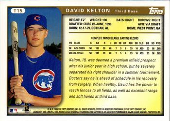 1999 Topps Traded and Rookies #T15 David Kelton Back