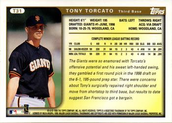 1999 Topps Traded and Rookies #T31 Tony Torcato Back