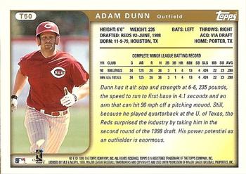 1999 Topps Traded and Rookies #T50 Adam Dunn Back