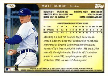 1999 Topps Traded and Rookies #T55 Matt Burch Back