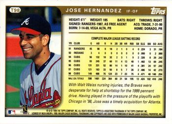 1999 Topps Traded and Rookies #T98 Jose Hernandez Back