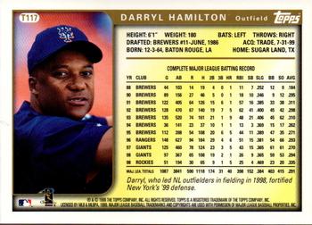 1999 Topps Traded and Rookies #T117 Darryl Hamilton Back