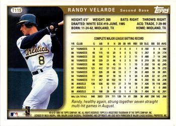 1999 Topps Traded and Rookies #T119 Randy Velarde Back
