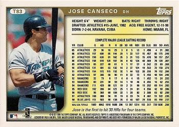 1999 Topps Traded and Rookies #T83 Jose Canseco Back