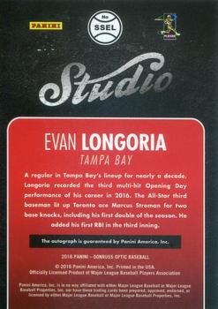 2016 Donruss Optic - Studio Signatures Gold #SSEL Evan Longoria Back