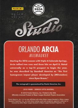 2016 Donruss Optic - Studio Signatures Gold #SSOA Orlando Arcia Back