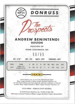 2016 Donruss Optic - The Prospects Red #TP11 Andrew Benintendi Back