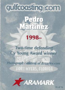 2001 Aramark Boston Red Sox 100th Anniversary #16 Pedro Martinez Back