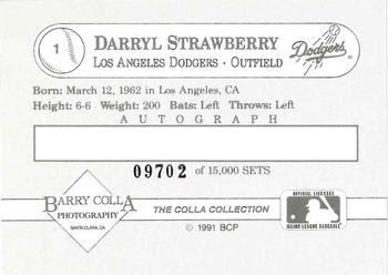 1991 The Colla Collection Darryl Strawberry #1 Darryl Strawberry Back