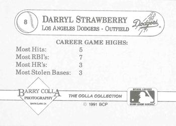 1991 The Colla Collection Darryl Strawberry #8 Darryl Strawberry Back